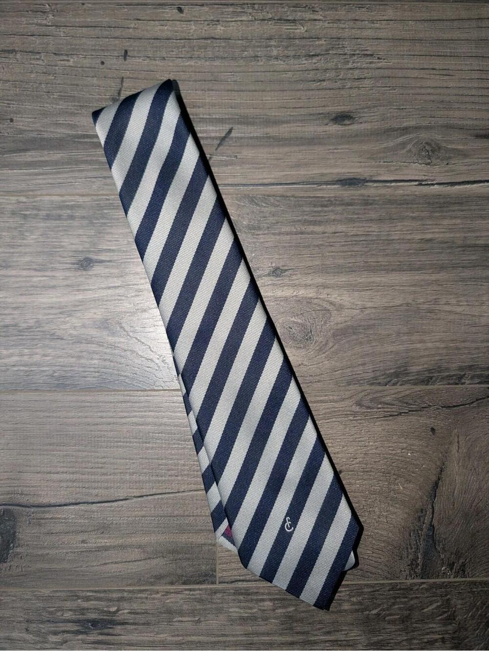 Vintage Halabrese Tie Blue Gray Stripe